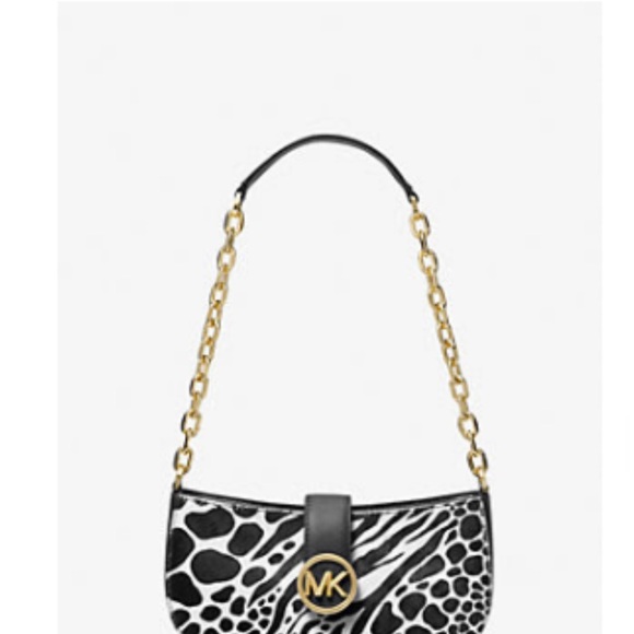Michael Kors Black and White Animal Print Shoulder Bag - Picture 1 of 1